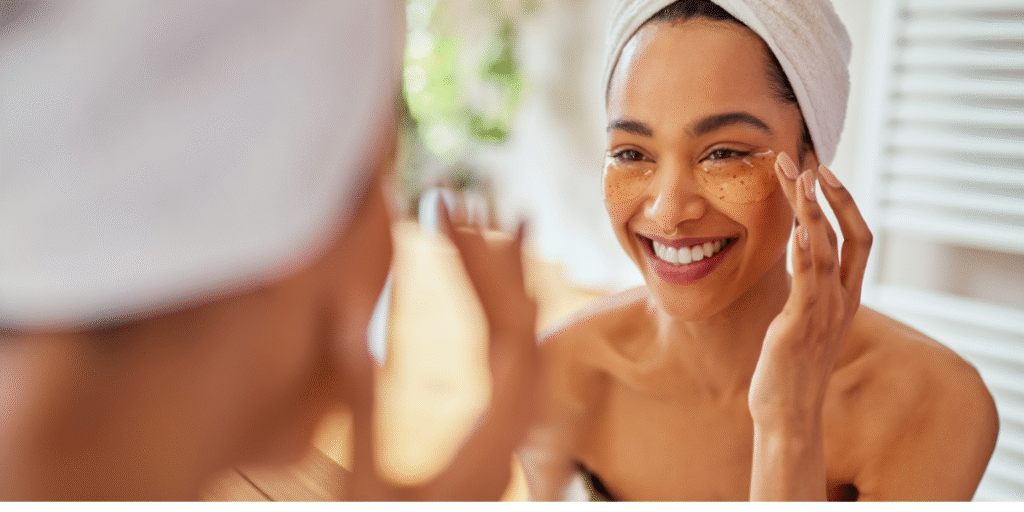 Natural skincare remedy for dark circles using cucumber slices for radiant under-eyes.